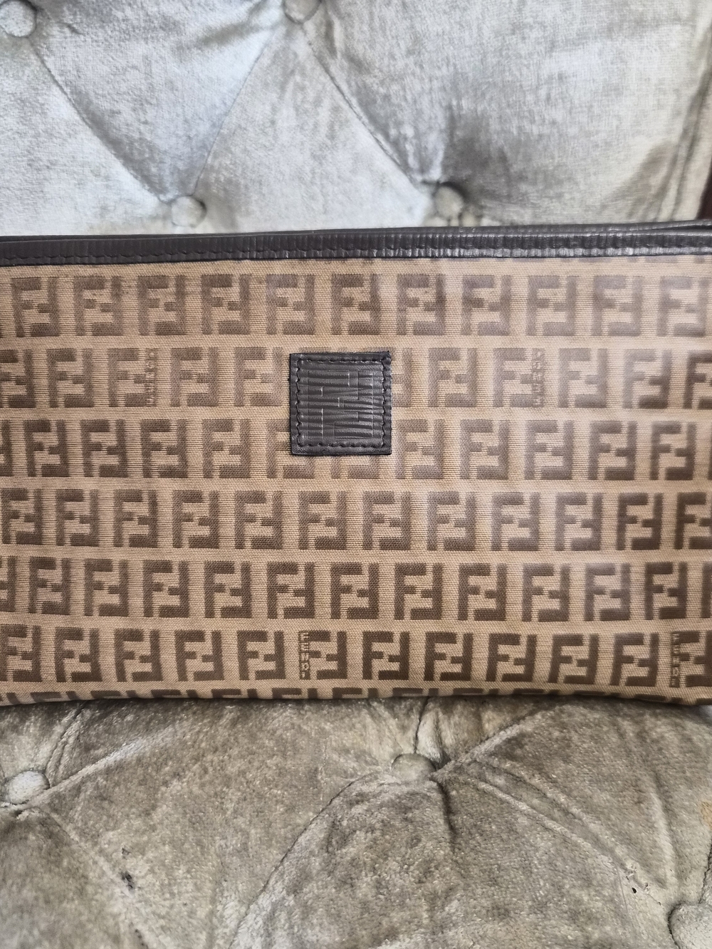 Fendi Brown Monogram Canvas Men's Clutch